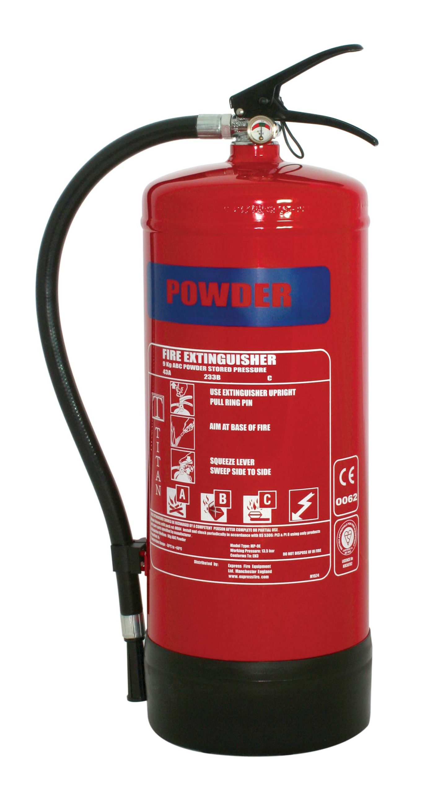 TITAN Kitemarked 9kg Powder Fire Extinguisher