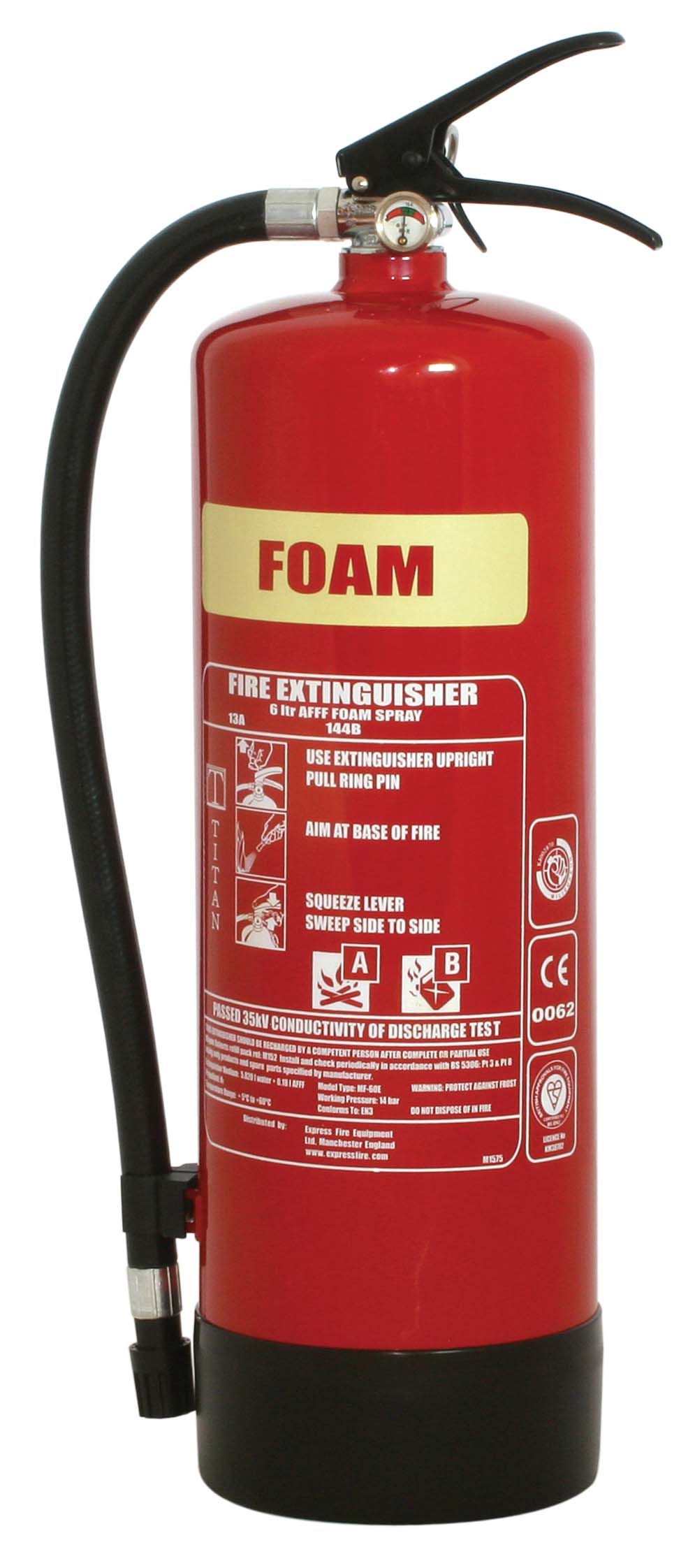 TITAN Kitemarked 6ltr AFFF Foam Fire Extinguisher