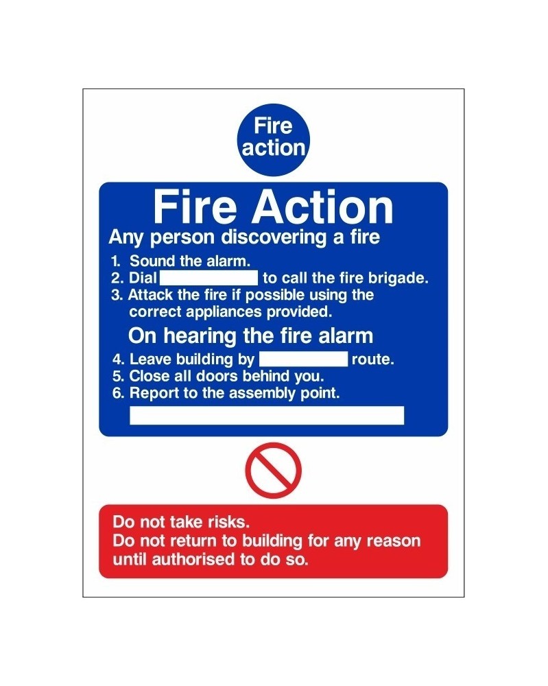 A5 Fire Action Sign Rigid White