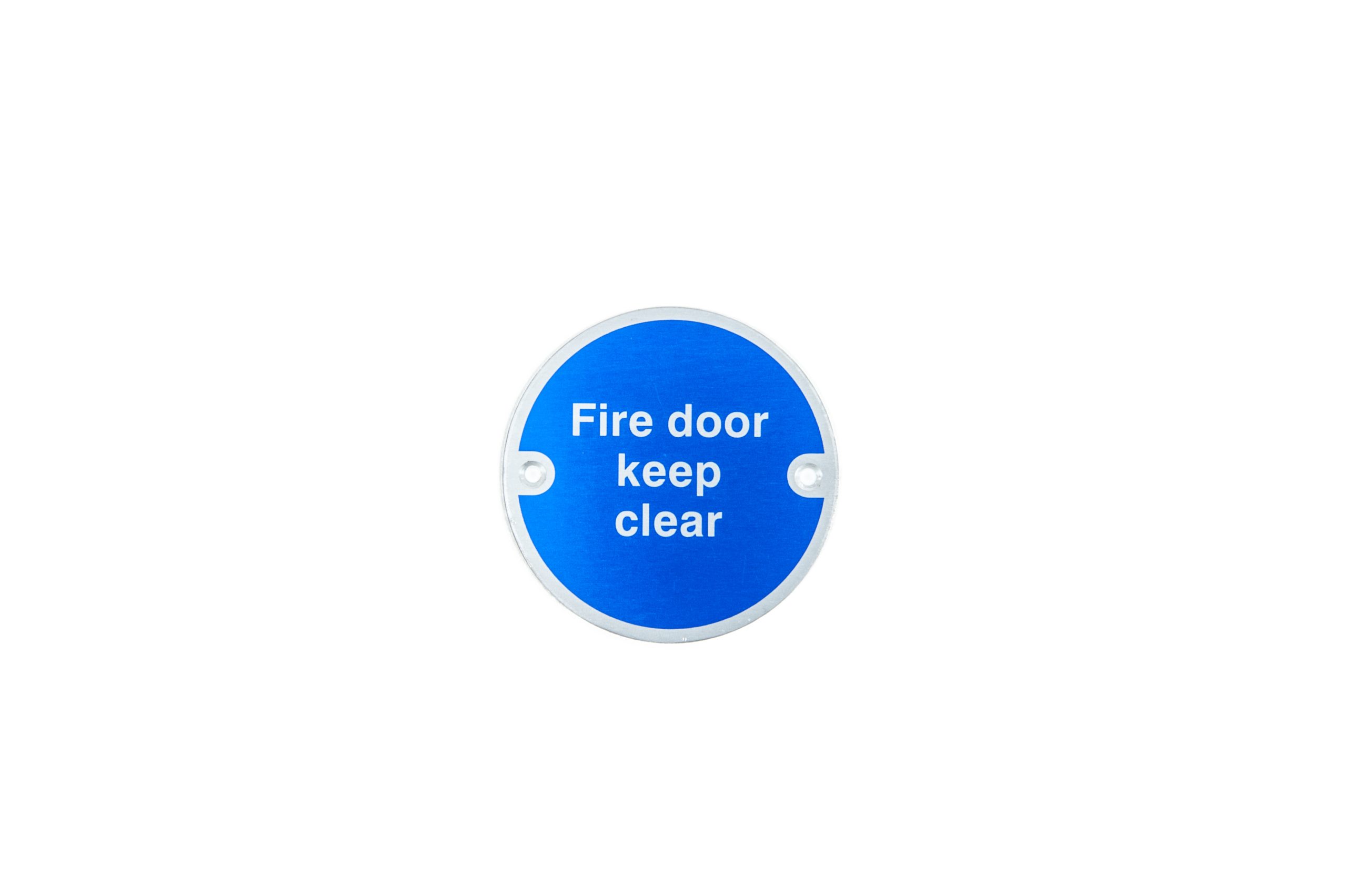 Fire Door Keep Clear Brushed Aluminium Door Sign