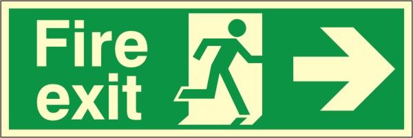 Arrow Right Fire Exit Photoluminescent Sign 300mm x 100mm