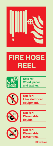 Fire Hose Reel Portrait Fire Extinguisher Sign Photoluminescent