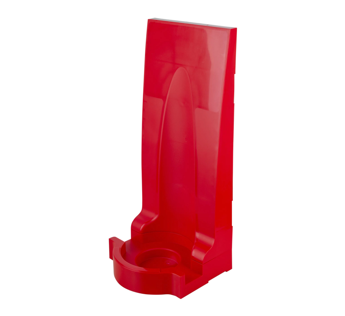 Red modular two-part fire extinguisher stand